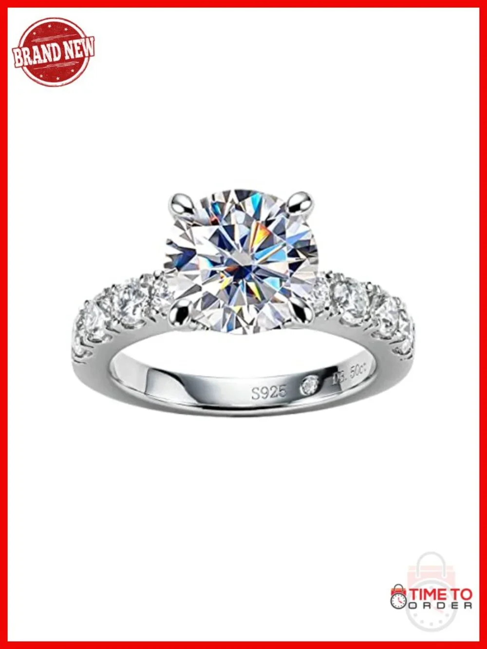Moissanite Engagement Ring 4.3cttw D Color 925 Sterling Silver Promise